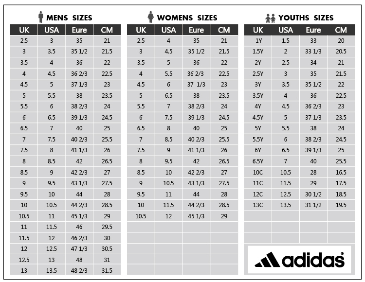 Adidas Shoes Size Chart – Bootsmania