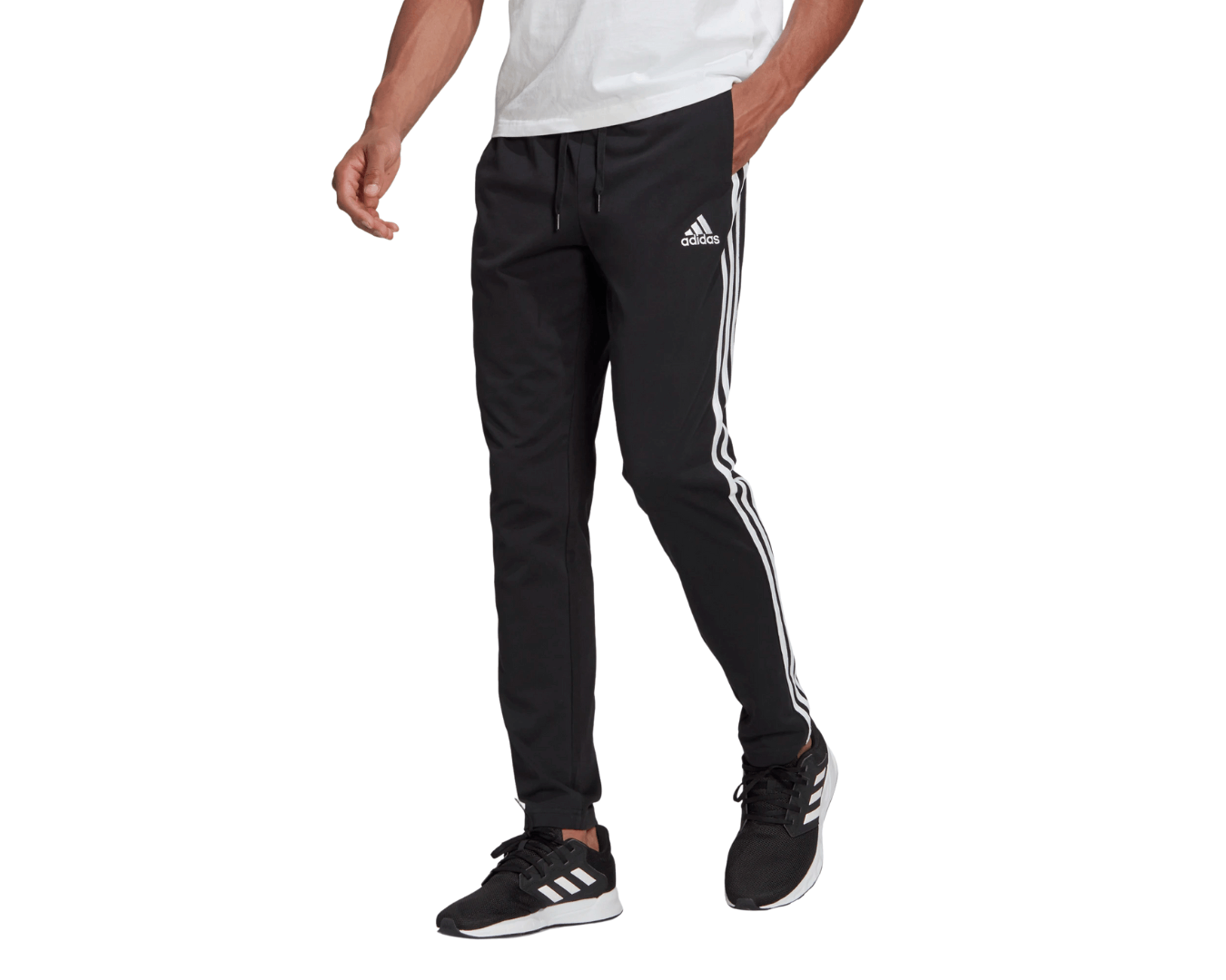 Adidas Essentials Single Jersey Tapered Open Hem 3-Stripes Pants – XL –  Bootsmania